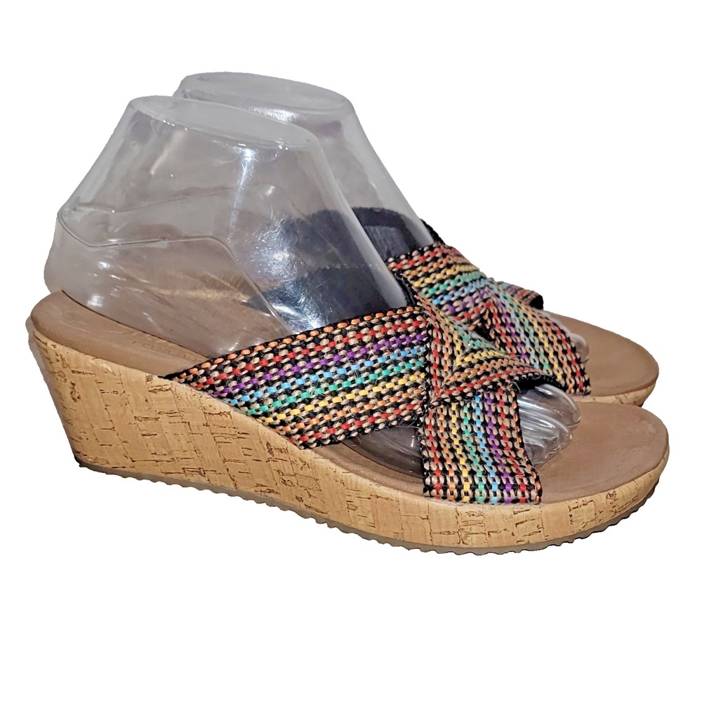 Skechers Cali Women's Beverlee Delighted Wedge Sandals Luxe Foam Brown Size 8.5